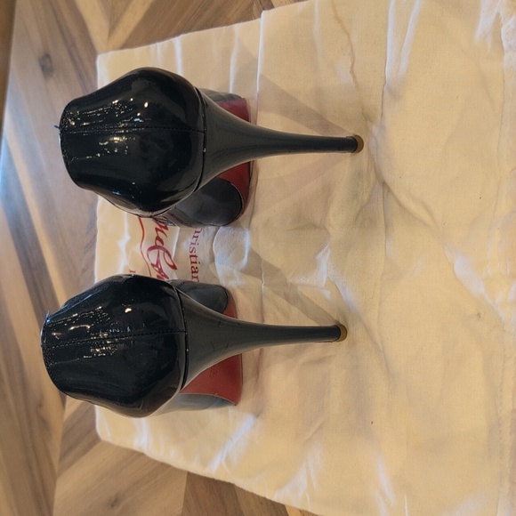 Christian Loubutin Platform Deep Teal Patent Leather Stilettos Sz 38 - Picture 4 of 14